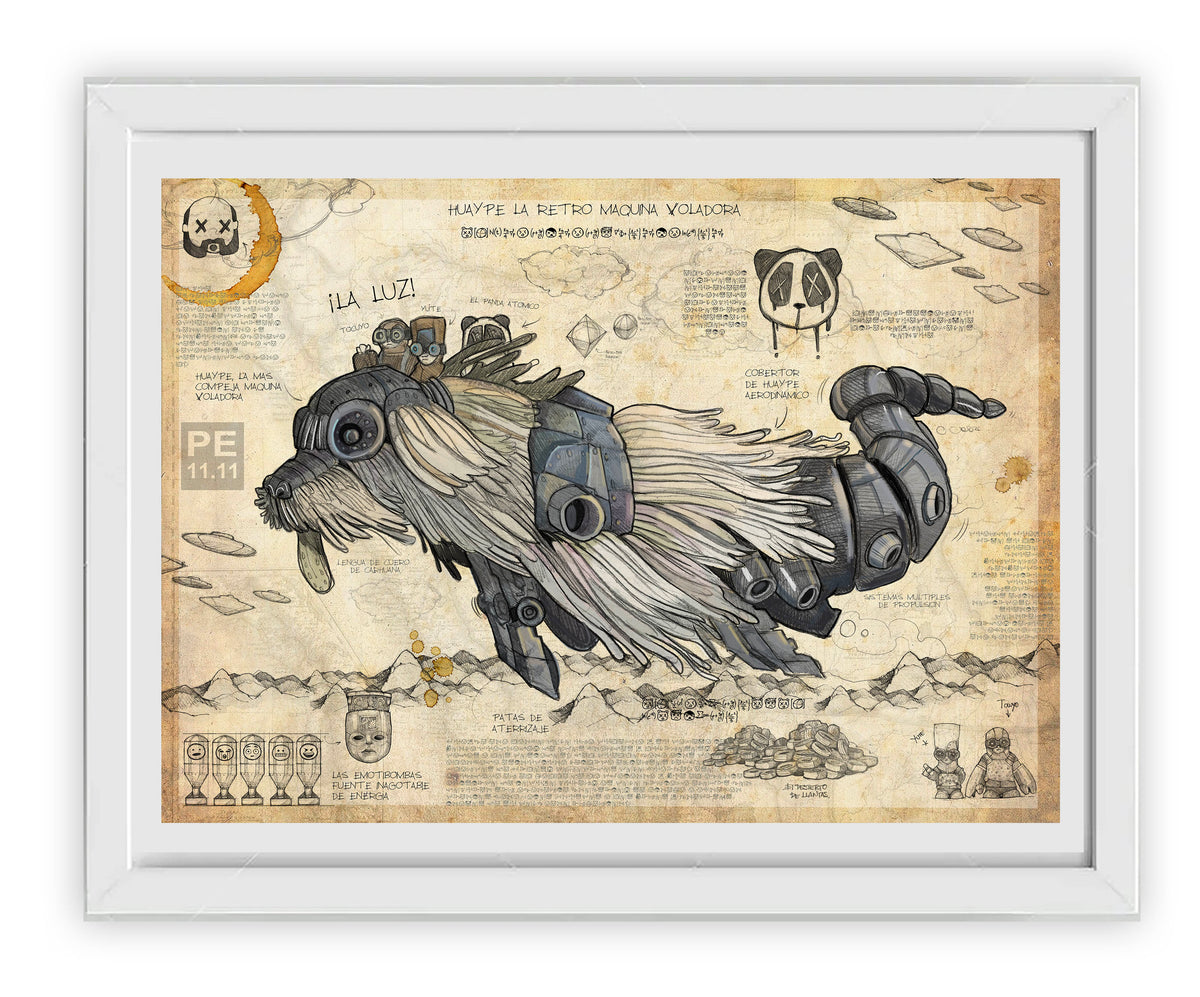 HUAYPE, El RETRO DRAGÓN VOLADOR, grabado en edición limitada