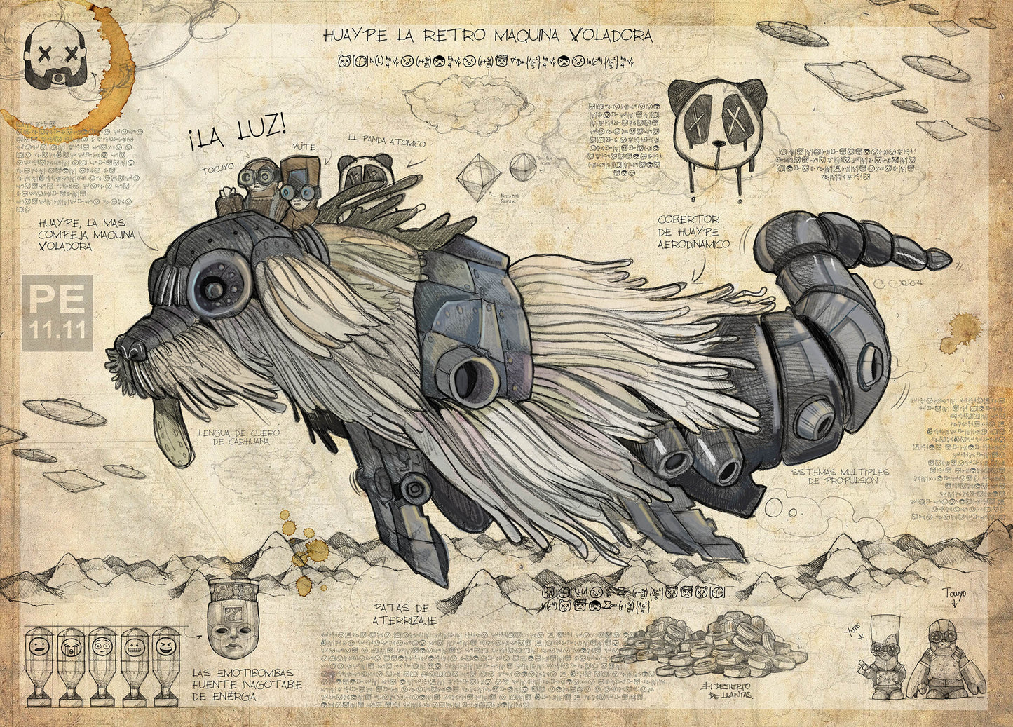HUAYPE, El RETRO DRAGÓN VOLADOR, grabado en edición limitada